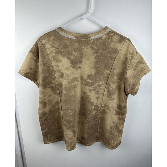 BKE Buckle Shirt Women's Size Small Beige/Tan Tie Dye Tee V-Neck Casual Boho - Picture 5 of 8